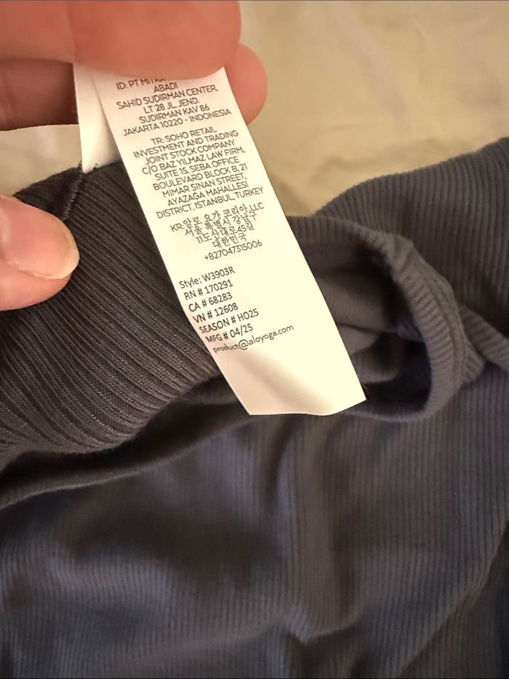 LIKE NEW ALO Ribbed Modal Long Sleeve, Anthracite, size S - Picture 6 of 7